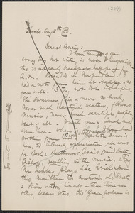 Celia Thaxter autograph letter signed to Annie Fields, Shoals, [N.H.], 8 August [18]85