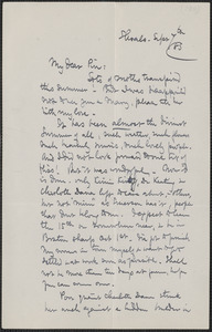Celia Thaxter autograph letter to [Sarah Orne Jewett], Shoals, [N.H.], 7 September [18]85