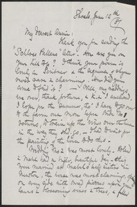 Celia Thaxter autograph letter signed to Annie Fields, Shoals, [N.H.], 12 June [18]87