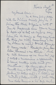 Celia Thaxter autograph letter signed to Annie Fields, Shoals, [N.H.], 31 August [18]87