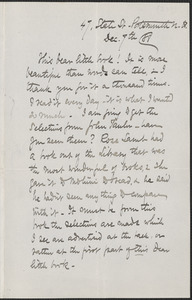Celia Thaxter autograph letter to Annie Fields, Portsmouth, N.H., 7 December [18]88