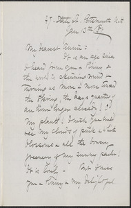 Celia Thaxter autograph letter signed to Annie Fields, Portsmouth, N.H., 13 January [18]89