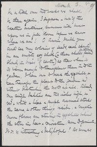 Celia Thaxter autograph letter signed to Annie Fields, [Portsmouth, N.H.], 3 March [18]89