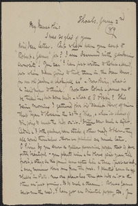 Celia Thaxter autograph letter to [Sarah Orne Jewett], Shoals, [N.H.], 2 June [18]89