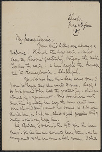 Celia Thaxter autograph letter signed to Annie Fields, Shoals, [N.H.], 4 June [18]89
