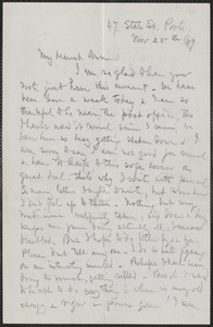 Celia Thaxter autograph letter signed to Annie Fields, Ports[mouth, N.H.], 25 November [18]89