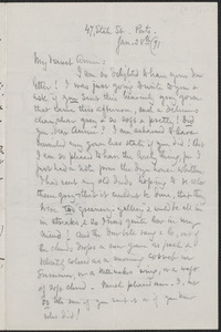 Celia Thaxter autograph letter signed to Annie Fields, Ports[mouth, N.H.], 28 & 29 January [18]91