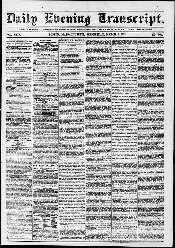 Daily Evening Transcript. March 09, 1853 - Digital Commonwealth