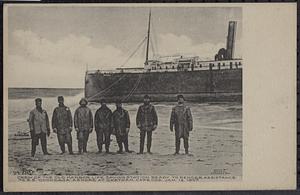 Crew of the Old Harbor Life Saving Station, ready to render assistance to S. S. "Onondaga" ashore at Chatham, Cape Cod, Jan. 13, 1907
