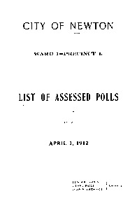 Assessed polls...City of Newton - Annual list of residents - List of assessed polls and list of women -