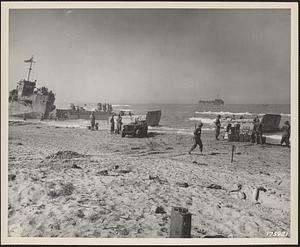 General view taken on "D" day on the beach of Gela, Sicily