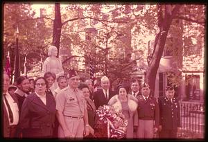 Unidentified group of people, including VFW members, Louisburg Square, Boston