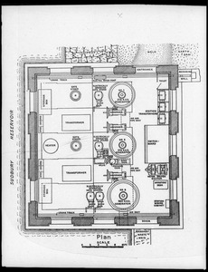 Sudbury Department, Sudbury Dam Hydroelectric Power Plant, plan of hydroelectric plant, interior, Southborough, Mass., 1915