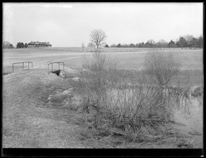 Wachusett Department, Wachusett Reservoir Watershed, Victor E. Edwards (1862-1931) Estate (built 1911) in background, West Boylston, Mass., Apr. 17, 1918