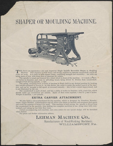 Lehman Machine Company shaper or re-moulding machine