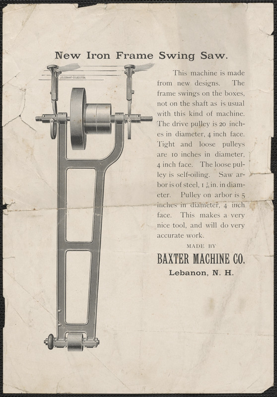 Baxter Machine Company swing saw