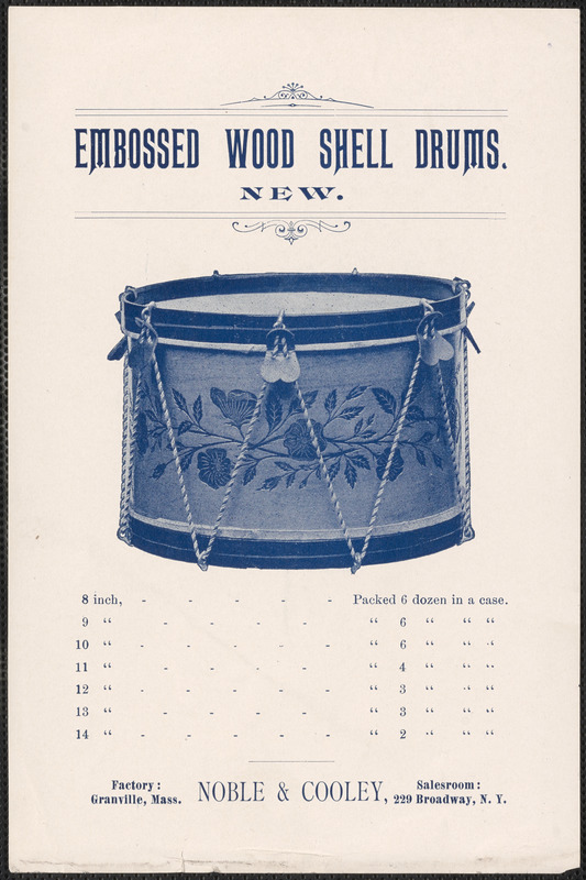 1901 Noble & Cooley embossed wood shell drums