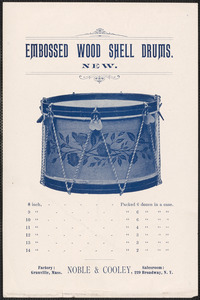 1901 Noble & Cooley embossed wood shell drums