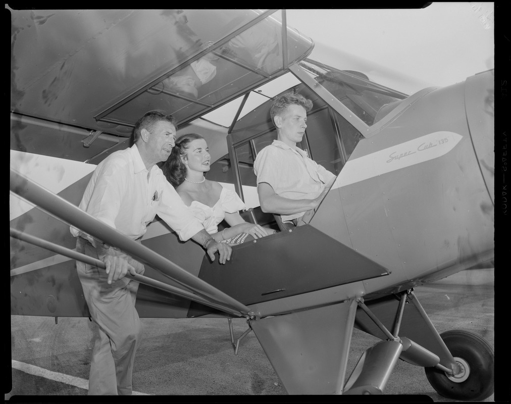 Suki Rayner, Alton B. Sherman, Sonny Jones at Hyannis Airport, Cape Cod School of Aeronautics