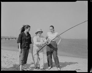Fishing lesson: CCMC girls and Fred Baldwin at Hyannis Yacht Club