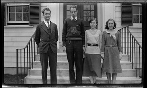Arthur E. Jenner, former Yarmouth High School principal, with students