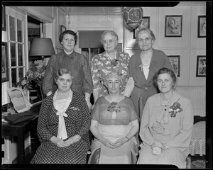 Barnstable Woman’s Club officers, Mrs. N.V. Blodgett, Mrs. Nathalin Clagg, Mrs. Sidney Knott, Mrs. Howard Hinckley, Mrs. Alfred Crocker, Mrs. Richard Cobb