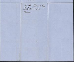 D. W. Bradley to Samuel Warner, 10 October 1853