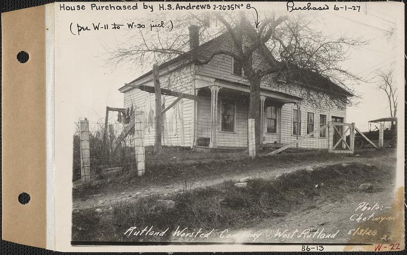 Rutland Worsted Co., house #8, West Rutland, Rutland, Mass., May 3, 1928