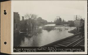 Ware River, George W. Wheelwright Paper Co., dam and tailrace, flow approximately 650 cubic feet per second, Barre, Mass., 12:00 PM, Oct. 20, 1932