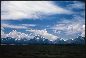 View from across open area of Grand Teton National Park, Wyoming