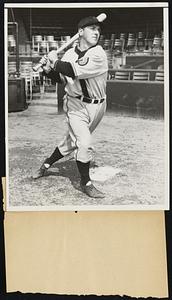Rookie Leads American League Hitters. Cleveland- Photo Shows: Billy Sullivan, former Notre Dame player, who is now catching regularly for the Cleveland Indians and setting the pace for the American League hitters with the remarkable average of .433. Billy is living up to the finest traditions set by his dad - Billy Evans also and star backstop of the "hitless wonders", the old Chicago "White Stockings."