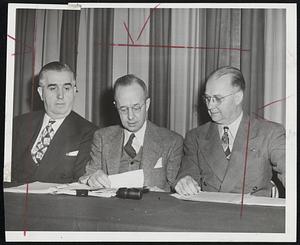 Dr. James H. Waycock, New Pres. Dr. Phillip E. Adams, Secretary. Dr. Harold H. Hookway, Returning Pres.