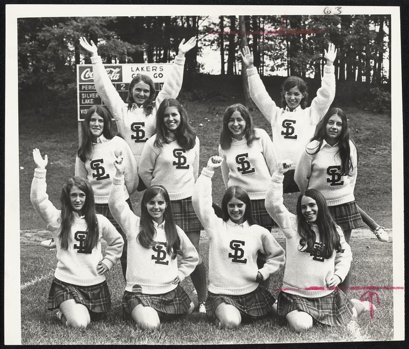 Silver Lake Cheerleaders-Kneeling (from left) Janel Clark, anne Brennan, Debbie Clarke and Rita Smith. Standing, Mary Jo McGrath, Eileen Sullivan, Karen Ryan, Carla Wohlford, Joanne Salvaggio and Sue Fillion.