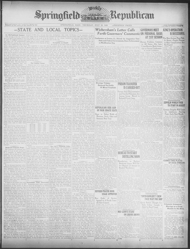 Springfield Weekly Republican. July 18, 1929 - Digital Commonwealth
