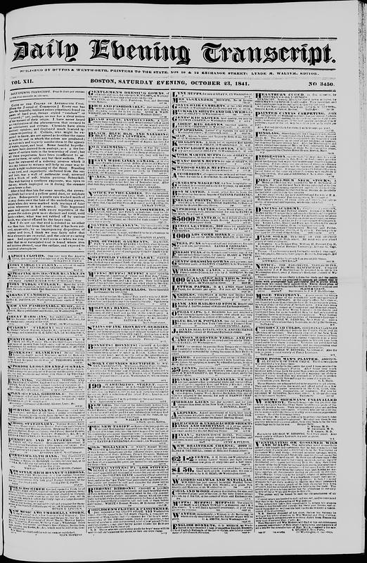 Daily Evening Transcript. October 23, 1841 - Digital Commonwealth