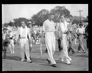 Tennis players including Henner Henkel, Donald Budge and Gottfried von Cramm