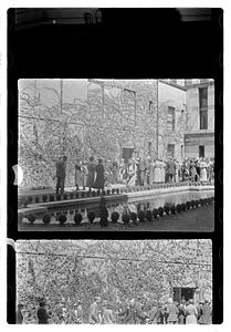 People gathered outside