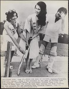 Tries her hand at cricket