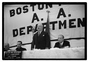 Boston Park Department function, Boston Parks Commissioner William Long standing