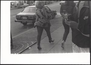 A woman walking on the street