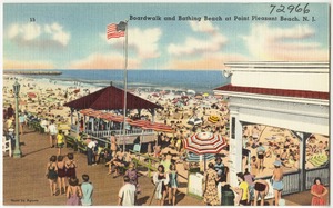 Boardwalk and bathing beach at Point Pleasant Beach, N. J.