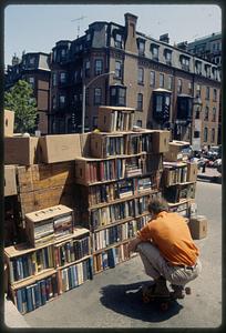 Summertime sidewalk book sale, Back Bay, Boston