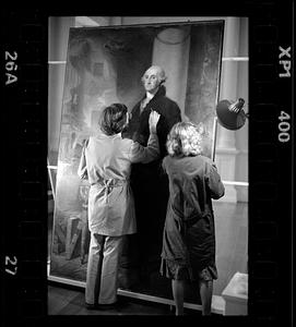 Restoring Charles Wilson Peale portrait of George Washington at Hartford Athenaeum, Hartford, CT