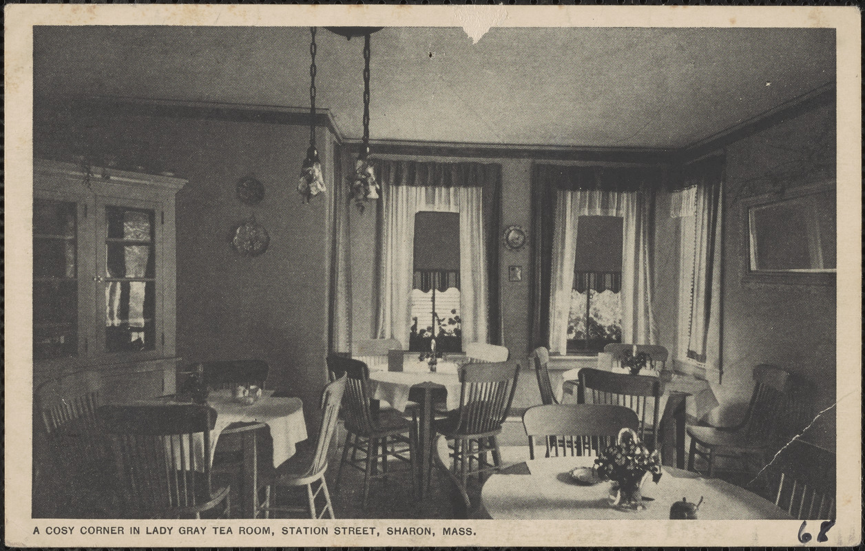 A cozy corner in Lady Gray Tea Room, Station Street, Sharon, Mass.
