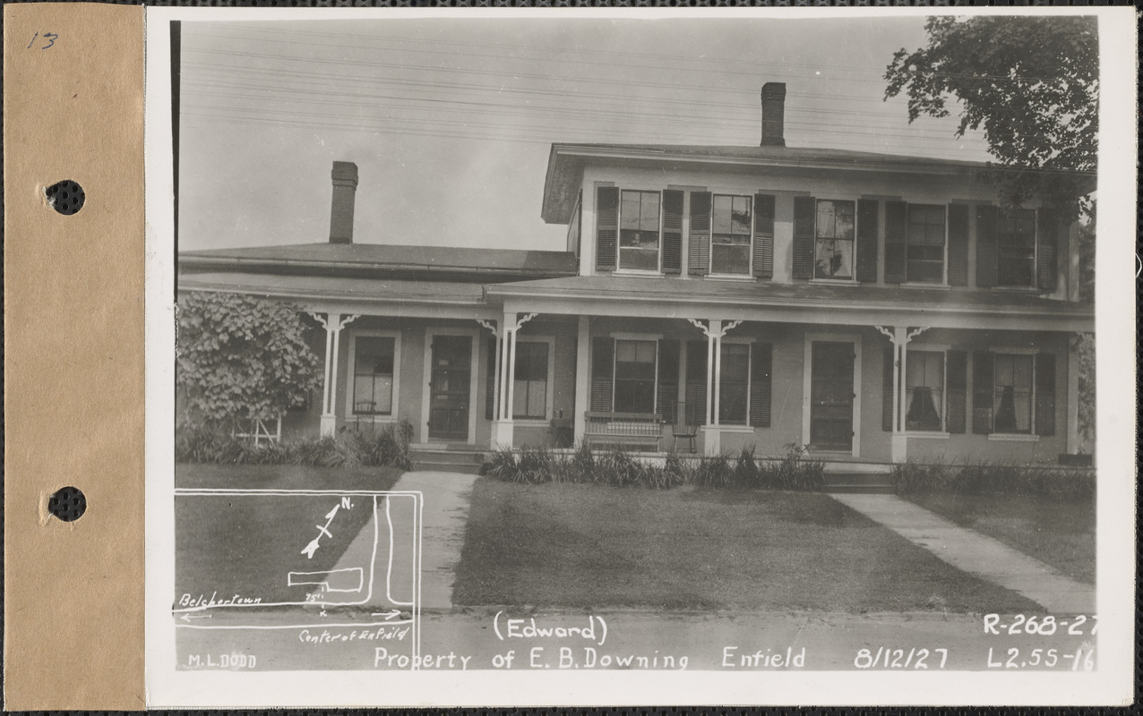 Edward B. Downing, house, Enfield, Mass., Aug. 12, 1927 Parcel no