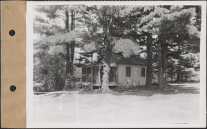 Evariste J. Boucher and wife, cottage (back lot), Greenwich Lake, Greenwich, Mass., Sep. 9, 1927