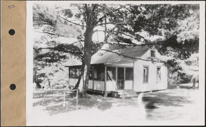 Evariste J. Boucher and wife, cottage (front), Greenwich Lake, Greenwich, Mass., Sep. 9, 1927