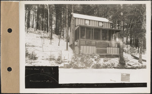 Peter Ouimette, camp, Neeseponsett Pond, North Dana, Dana, Mass., Feb. 10, 1928