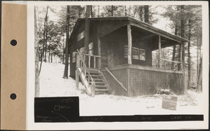 Harold F. Parcher, camp, Neeseponsett Pond, North Dana, Dana, Mass., Feb. 10, 1928