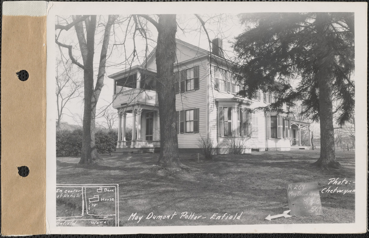 May Dumont Potter, house, Enfield, Mass., Apr. 9, 1928 Digital Commonwealth